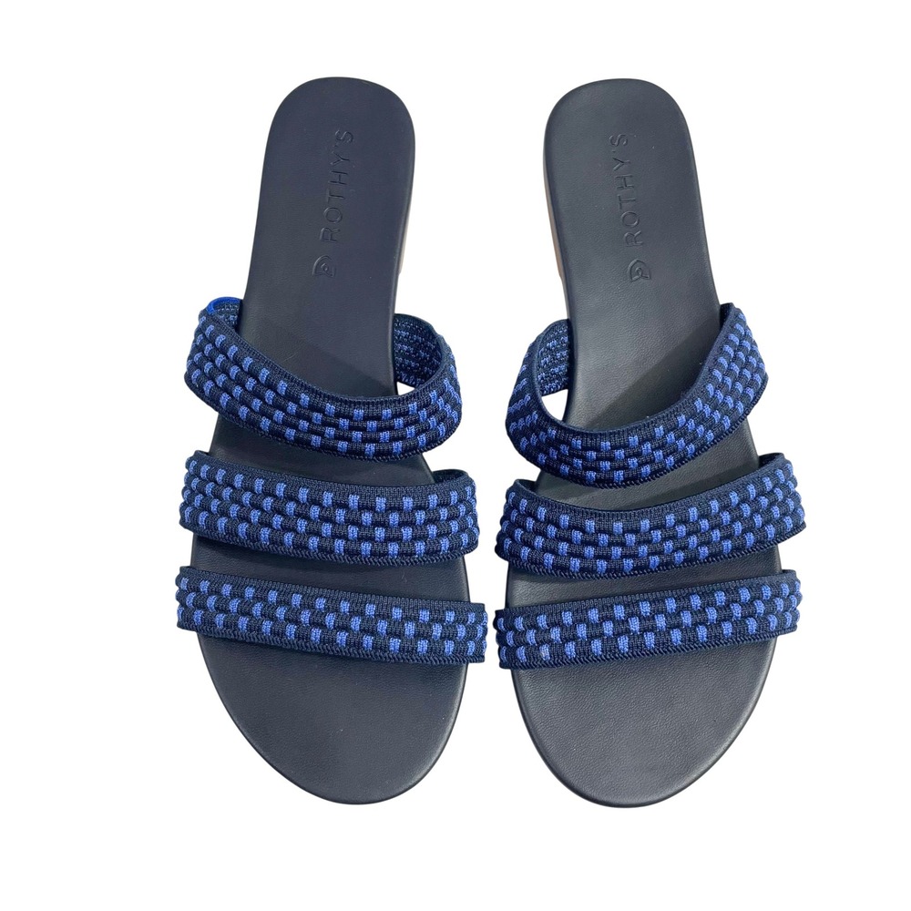 Rothy's Triple Band wovenโ slide sandals in Cobalt blue Size 9